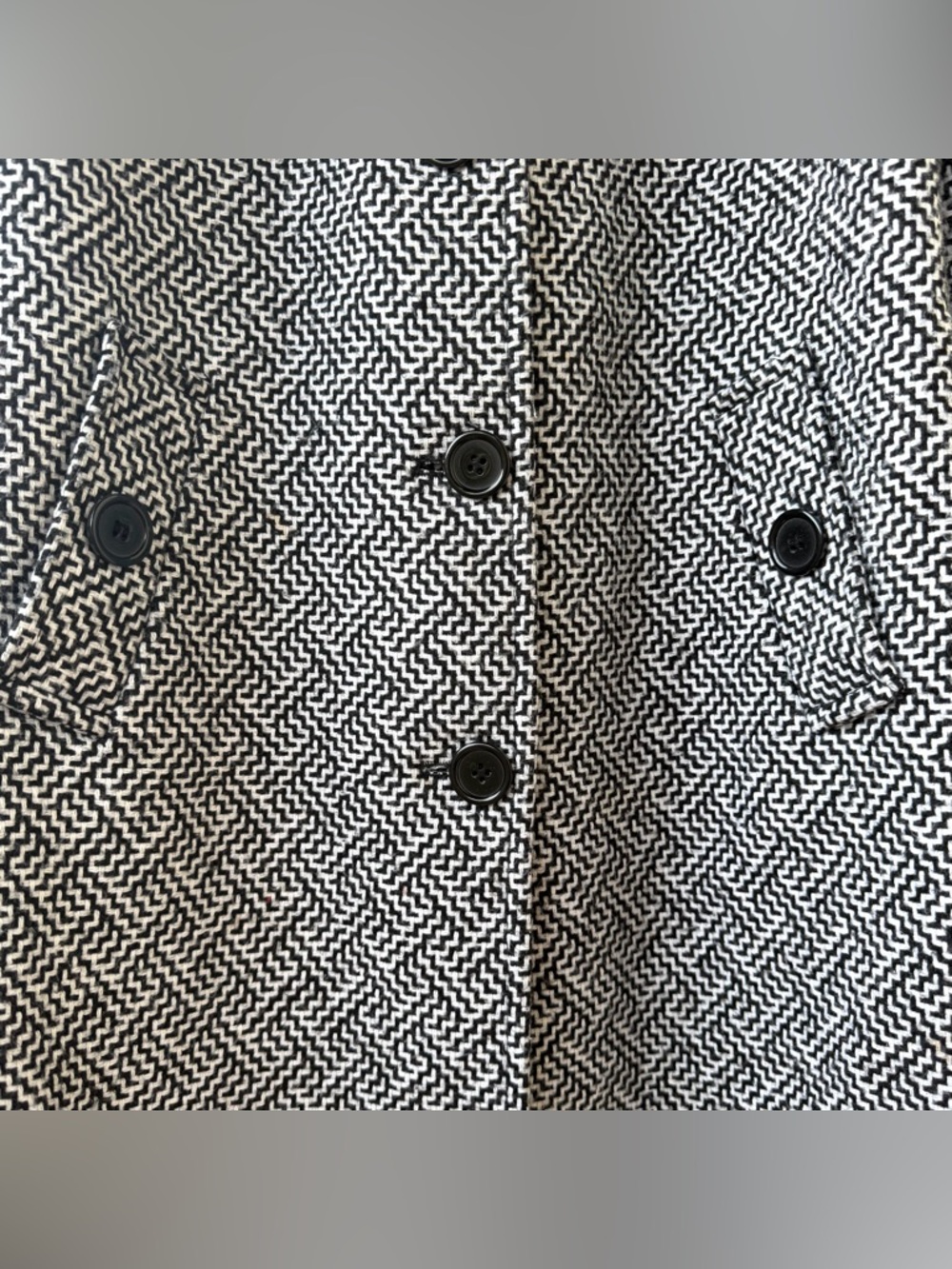 Tulle Navy and White Patterned Pea Coat - Picture 3 of 14